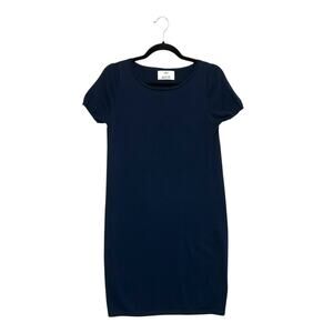 Allude Cashmere Short Sleeve Sweater Dress Women's Sz S Navy Lightweight Cozy
